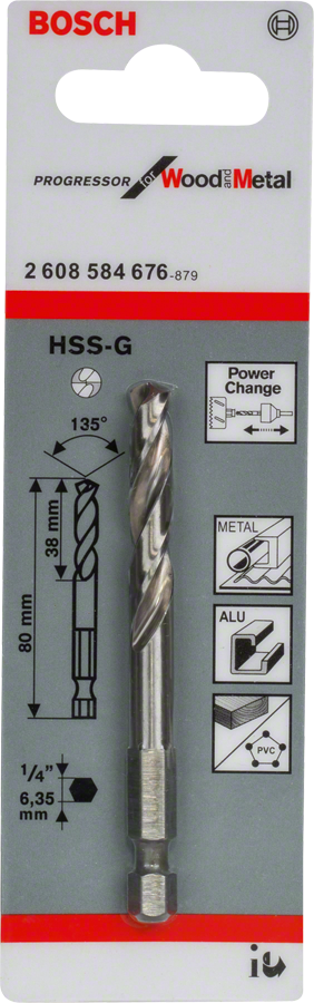 BoschHSS-G 導引鑽頭，適用於木材和金屬。