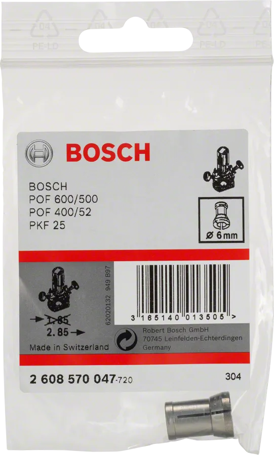 Bosch6mm 夾頭，無鎖緊螺帽。.