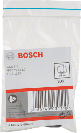 Bosch6 毫米夾頭，附鎖緊螺帽。.