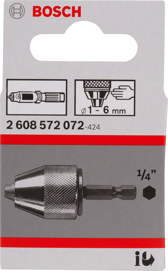 Bosch免匙夾頭 1.0–6.0 毫米，適用於 1/4 英吋六角柄。