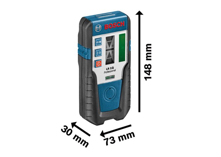 Bosch 1G 雷射接收器，顯示尺寸。.