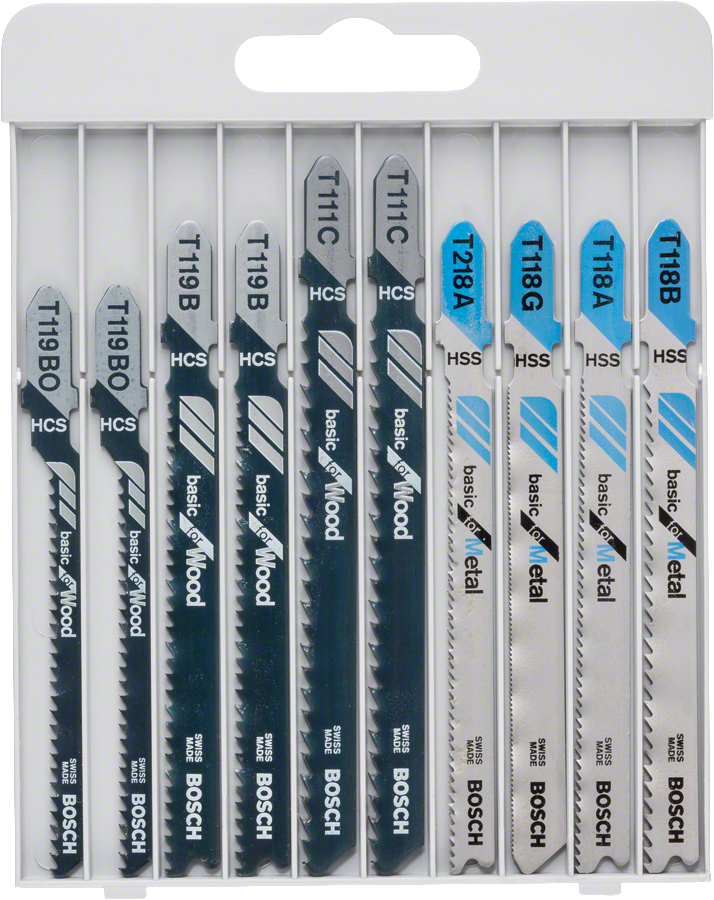Bosch件拼圖鋸刀片套裝，適用於木材和金屬。.