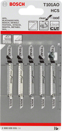 BoschT101AO 曲線鋸鋸條 5 片裝.