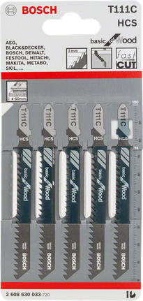 Bosch曲線鋸鋸條 T 111 C 3mm 木材.
