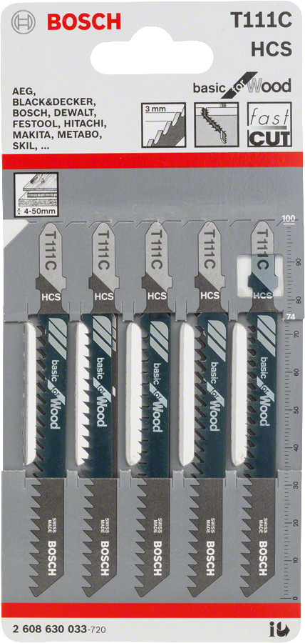 Bosch 111 C 型曲線鋸片，用於快速切割木材。