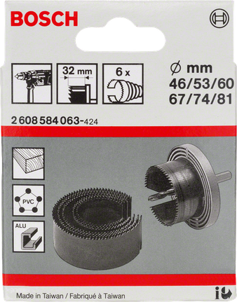 Bosch6 件套孔刀套裝，尺寸為 46–81 毫米。.