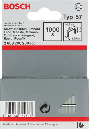 Bosch 57 1000 包 8 毫米訂書釘，適用於訂書機。