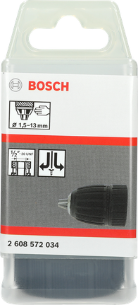 Bosch鑽夾頭 1.5–13 毫米，適用於 1/2 英吋螺紋。