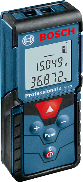 Bosch 40 雷射測量，數字距離讀數。.
