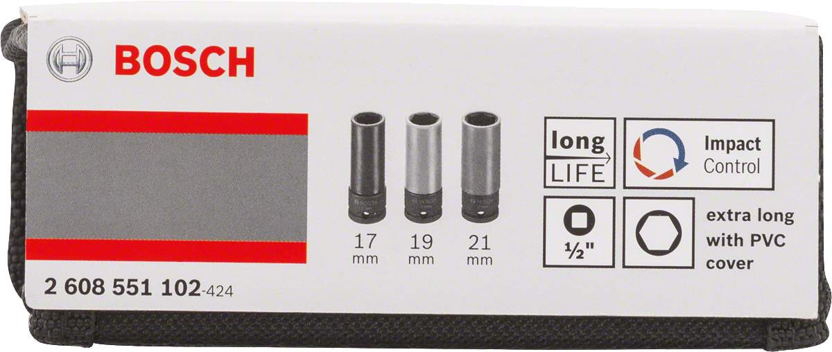 Bosch件套套筒扳手組 17/19/21 毫米加長型。