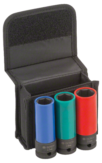 Bosch衝擊套筒組，尺寸有 17、19、21 毫米。.