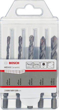 Bosch5 件組 HEX-9 瓷磚鑽頭套裝 4-10 毫米.