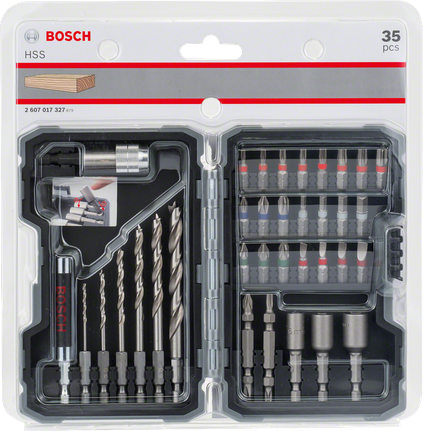 超硬 HSS 鑽頭和螺絲起子鑽頭套件 (35 入),PH、PZ、SL、H、T Bosch35 件 HSS 鑽頭和螺絲起子頭組。.