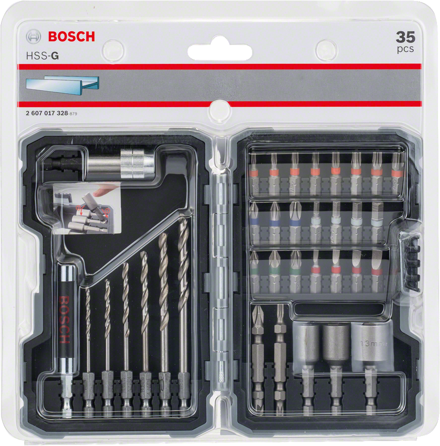Bosch35 件 HSS-G 鑽頭和螺絲起子頭套裝。.