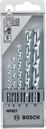 CYL-1 水泥鑽頭 4/5/6/8/10 mm (5 入) Bosch5 件組 CYL-1 石工鑽頭套裝 4/5/6/8/10 毫米.