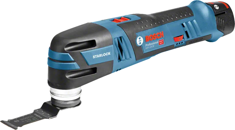 帶有 Starlock 刀片的Bosch GOP 12V-28 無線多功能工具。.
