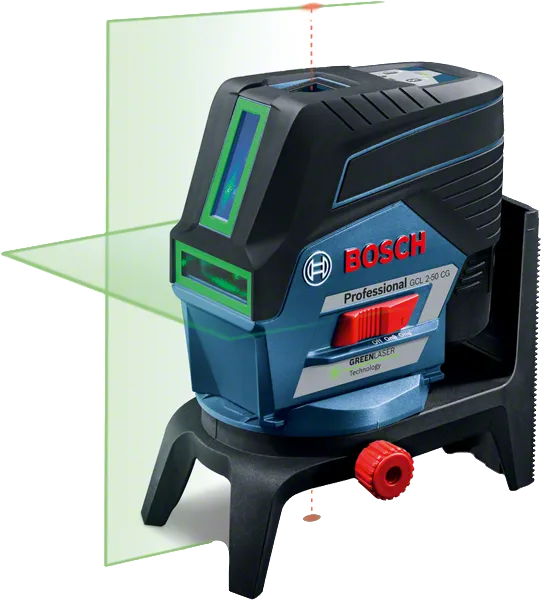帶有綠色雷射的BoschGCL 250 CG 雷射調平工具。.