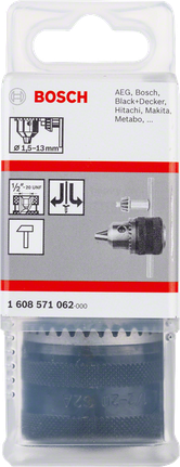 Bosch帶鍵鑽夾頭 1.5–13mm，適用於多種品牌。