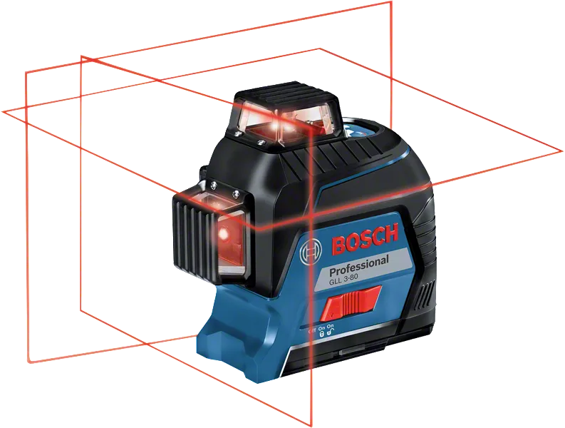 Bosch 3-80 雷射調平工具，具有 360° 線投影。.