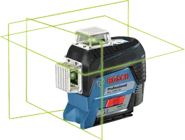 帶有綠線的BoschGLL 3-80 CG 雷射平整工具。.
