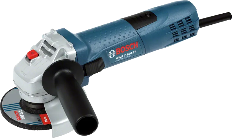 Bosch 7-100 ET 角磨機，配備 100 毫米圓盤。.
