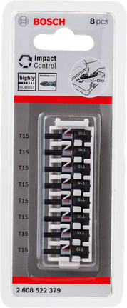 抗衝擊插入鑽頭包 (8xT15) Bosch Control T15 插入式鑽頭套裝.