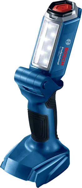 Bosch GLI180-LI 無線工作燈，可調整頭部。.
