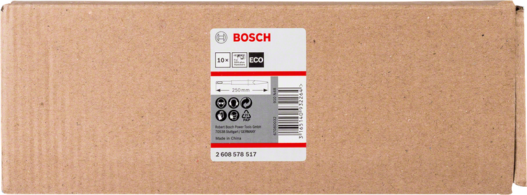 Bosch250mm 環保鋸片 10 片裝，紙盒包裝。