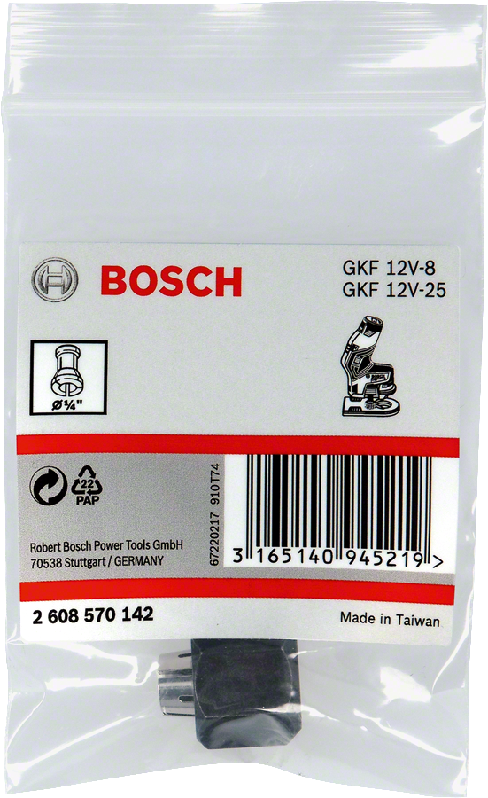 Bosch夾頭 1/4 英寸，帶螺母。.