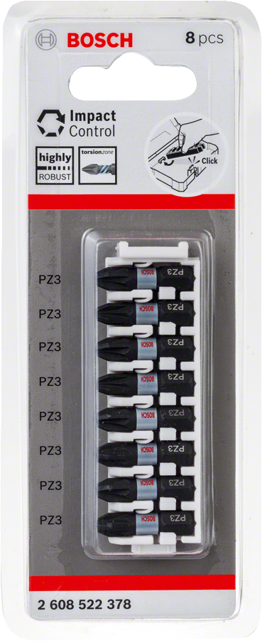 Bosch衝擊控制 PZ3 插入式鑽頭 8 件裝.