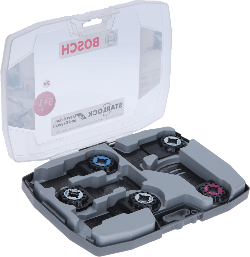 BoschStarlock 電工刀片和乾牆刀片套裝。