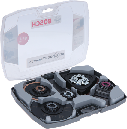 Bosch翻新套裝，配有鋸片和砂紙盤。