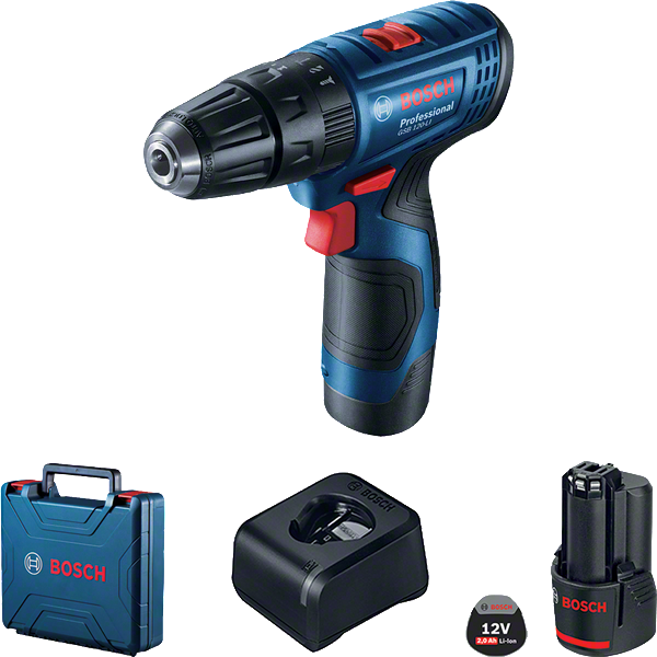 BoschGSB 120-LI 無線電鑽套裝，配有電池和盒子。.
