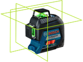 帶有綠線的BoschGLL 3-60 XG 雷射平整工具。.