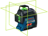 帶有綠線的BoschGLL 3-60 XG 雷射平整工具。.