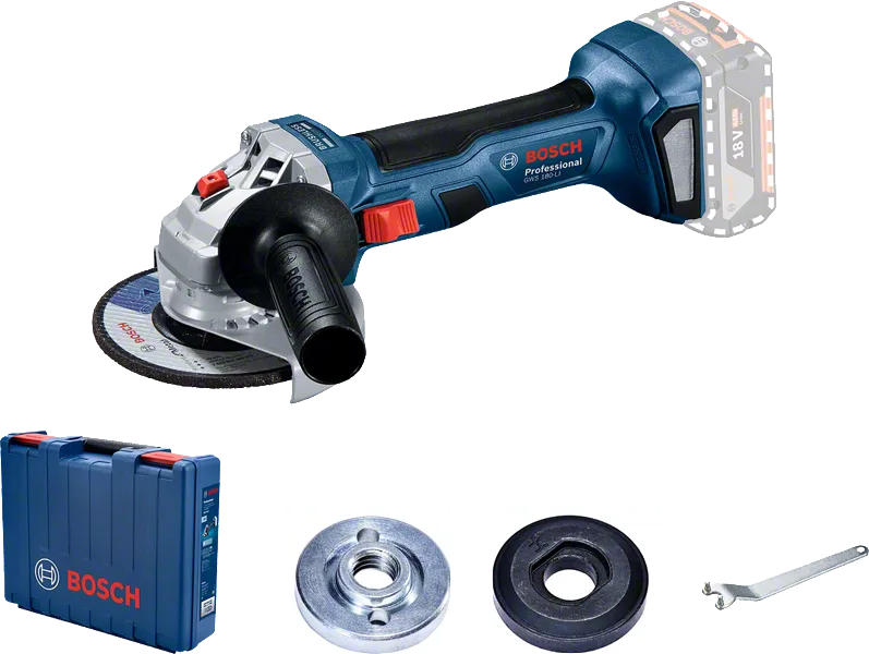 BoschGWS 180-LI 無線角磨機及其配件。.