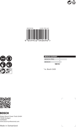 Bosch M480 100×150 毫米砂磨網 240 粒度 10 件裝.