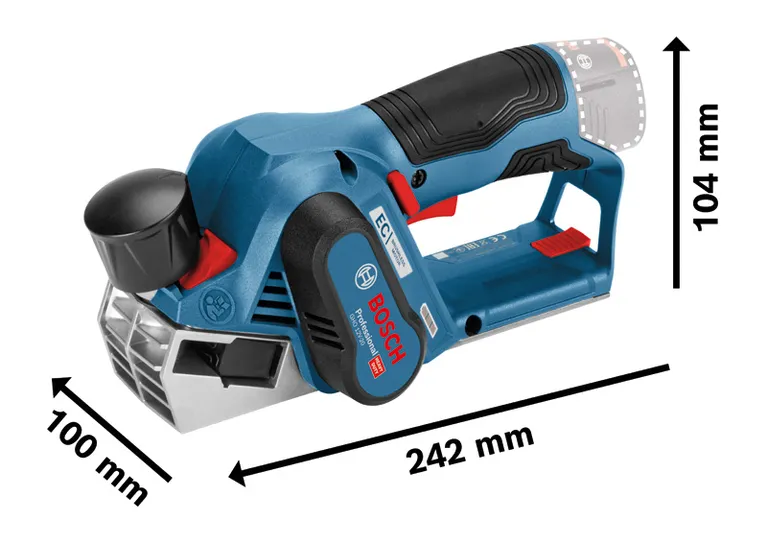 Bosch 12V-20 無線刨床，可高效刨木。.