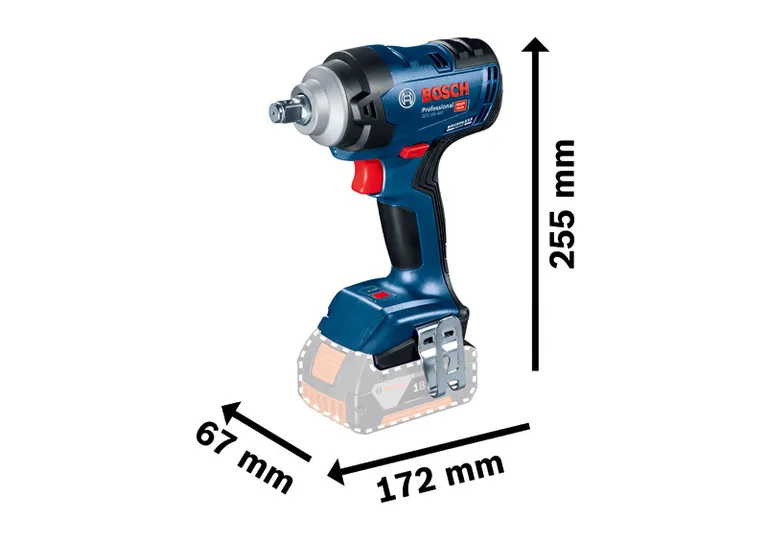 Bosch 18V-400 無線衝擊扳手，最大扭力 400 Nm。.