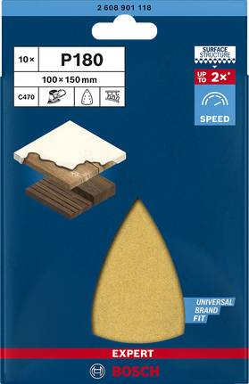 Bosch P180 多功能砂光機砂紙 100×150 毫米。.