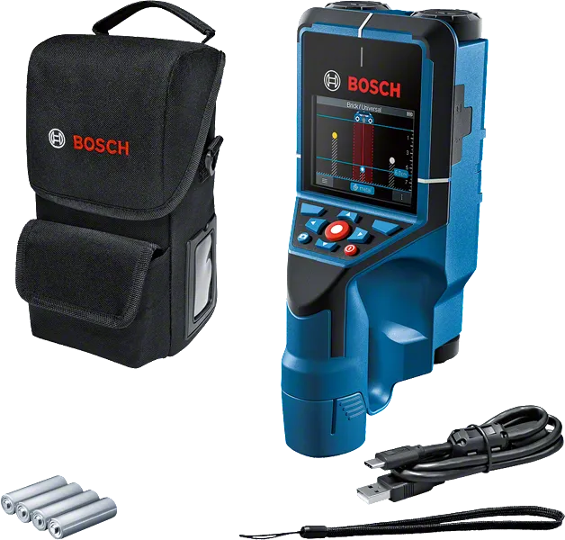 Bosch -Tect 200 C 牆壁掃描儀，配有外殼和配件。.