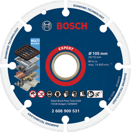 超耐久鑽石金屬切片專業款 105 x 20/16 mm BoschEXPERT 鑽石金屬輪切割片 105 毫米。.