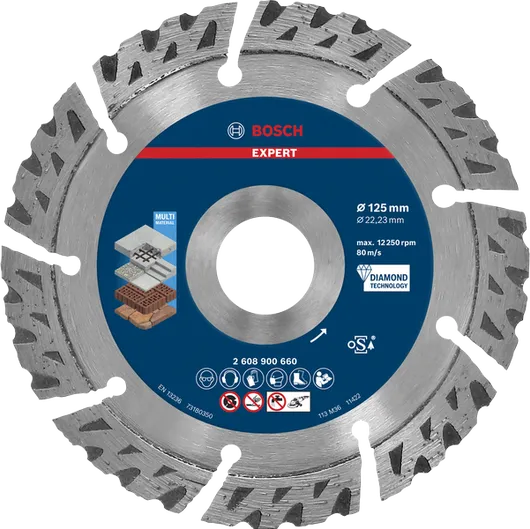 超耐久多材質專業款鑽石鋸片 Bosch MultiMaterial 鑽石切割片 125 mm。.