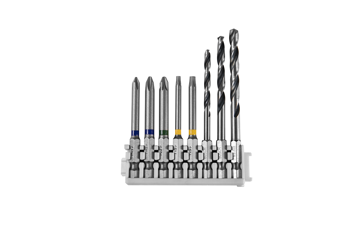 Bosch Pick & Click 超硬螺絲起子和 HSS 衝擊鑽頭混合裝 8 個。.