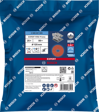 Bosch EXPERT R782 Prisma 陶瓷 X-LOCK 纖維盤 125 毫米 G 80。.