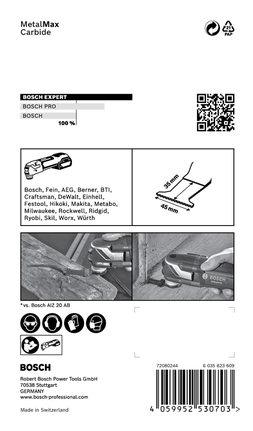 EXPERT MetalMax AIZ 45 AIT 多功能工具刀片 45 公釐 Bosch EXPERT MetalMax 多功能刀片 45 mm。.