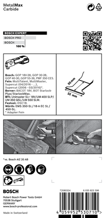EXPERT MetalMax PAIZ 32 AIT 多功能工具刀片 50 x 32 公釐 Bosch EXPERT MetalMax PAIZ 32 AIT 多功能刀片 50×32 mm。.