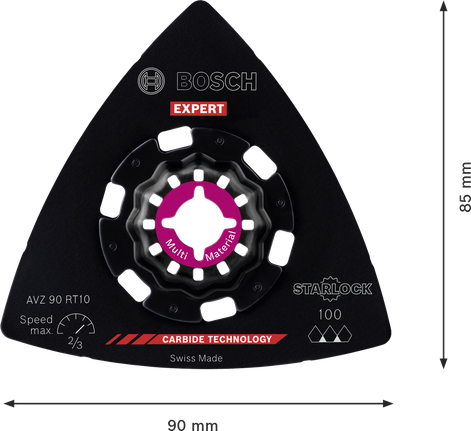 Bosch EXPERT 砂紙 AVZ 90 RT10 碳化物 100 粒度。.