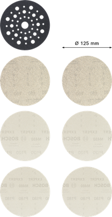 Bosch EXPERT M480 入門套件，125 毫米砂磨盤。.