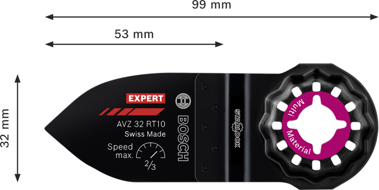 超耐久鎢鋼V型木漆兩用磨片 AVZ 32 RT10 多功能工具打磨板 32 x 53 公釐 Bosch EXPERT AVZ 32 RT10 硬質合金打磨指板 32x53mm。.